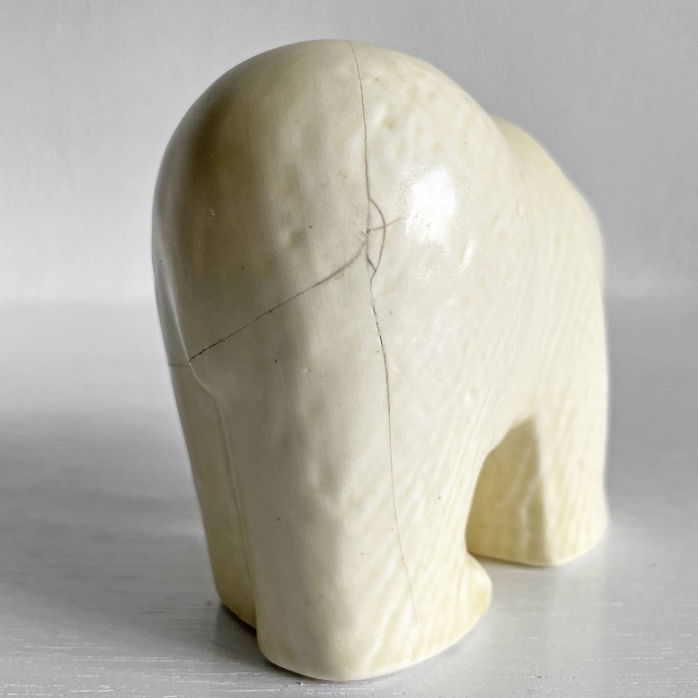 リサラーソン Lisa Larson ポーラーベア Polar Bear シロクマ 子熊 Sサイズ 陶製フィギュリン 復刻品 スウェーデン 北欧雑貨 補修あり 〓