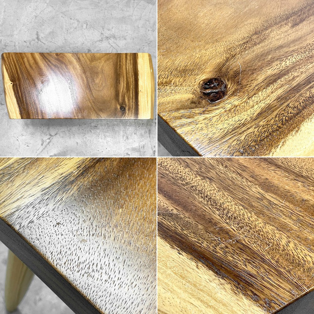 クラフト家具 Craft furniture モンキーポッド 一枚板 サイドテーブル リメイク ディスプレイスタンド 花台 無垢材 耳付き ●