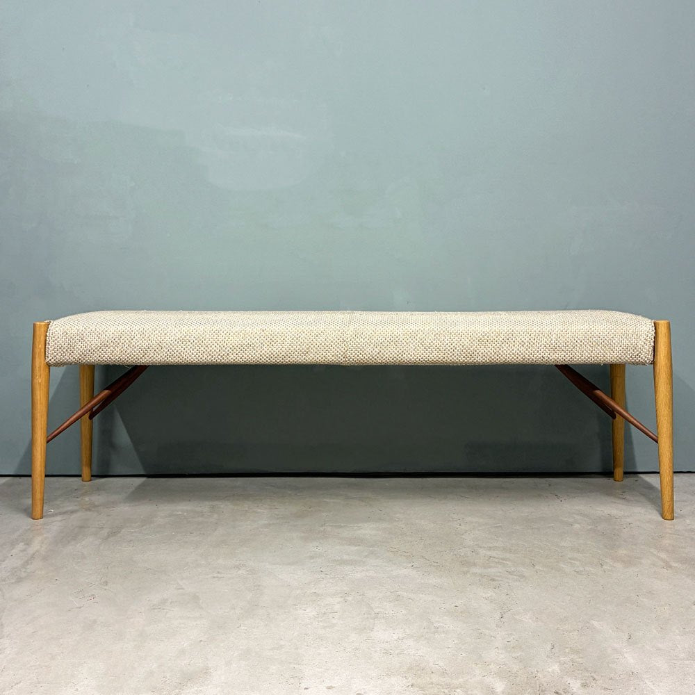 日進木工 NISSIN ホワイトウッドシリーズ WHITE WOOD ベンチ オーク材 × ウォールナット材 カバーリング W145cm ◎