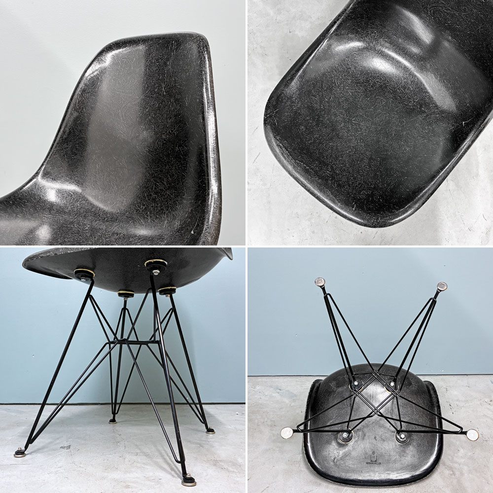 ハーマンミラー Herman Miller サイドシェルチェア セカンド 2nd FRP ブラック エッフェルベース イームズ ビンテージ ミッドセンチュリー ◎