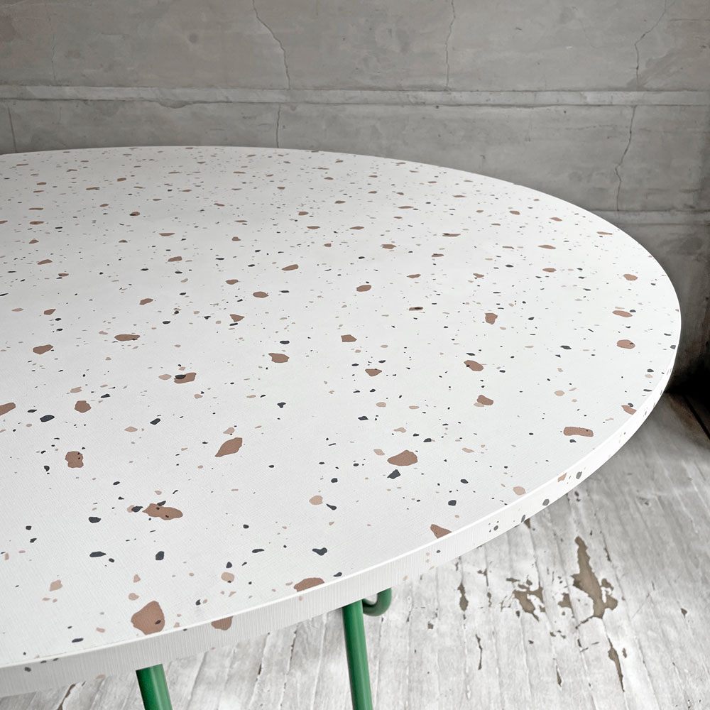 カリガリス Calligaris コヌビア connubia スツーレ STULLE ラウンド ダイニングテーブル テラッゾ×マットフォレストグリーン メラニン天板 メタルレッグ Φ120cm イタリアモダン 美品 ♪