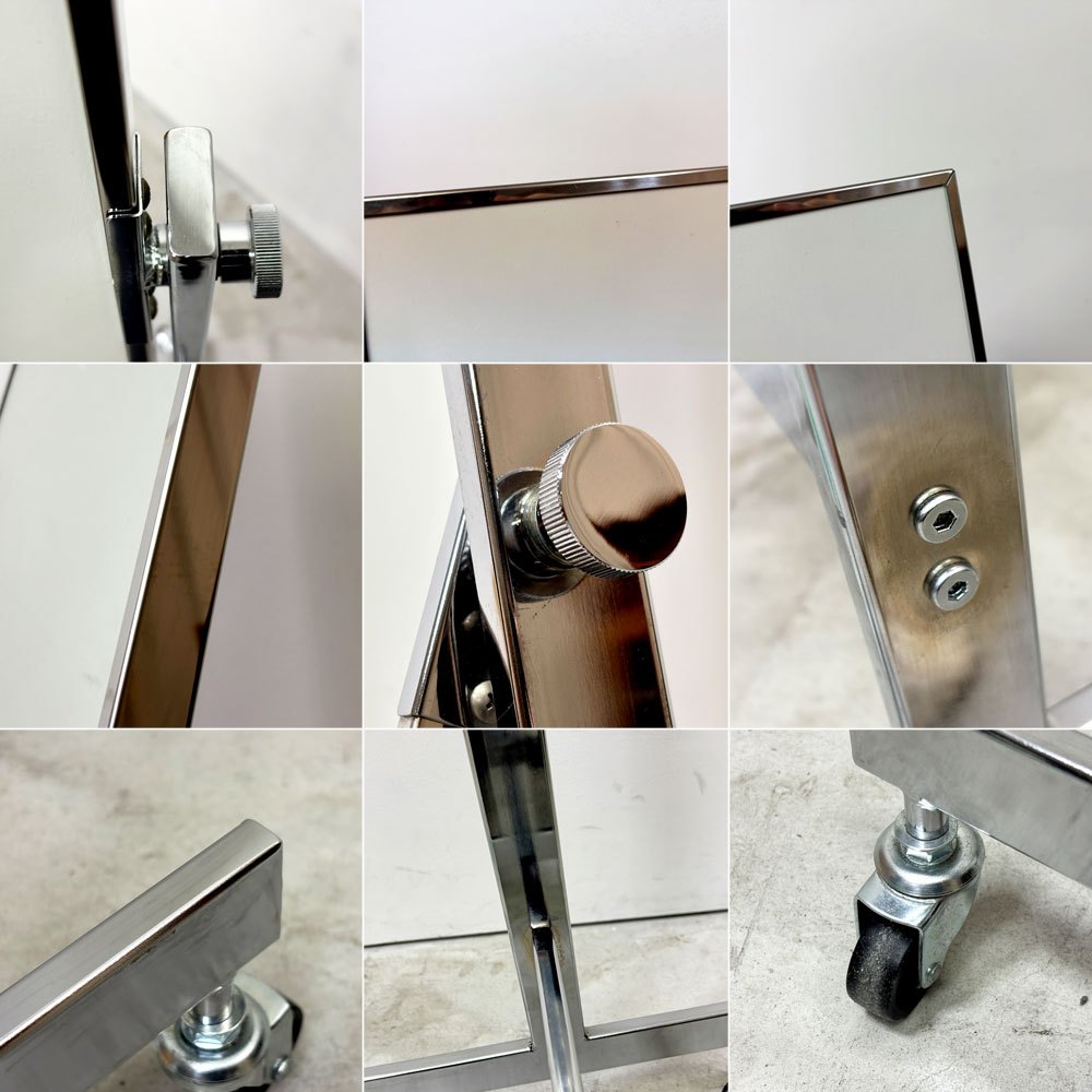 ステンレス スタンドミラー キャスター付 鏡 店舗什器 全身鏡 H152cm  ●