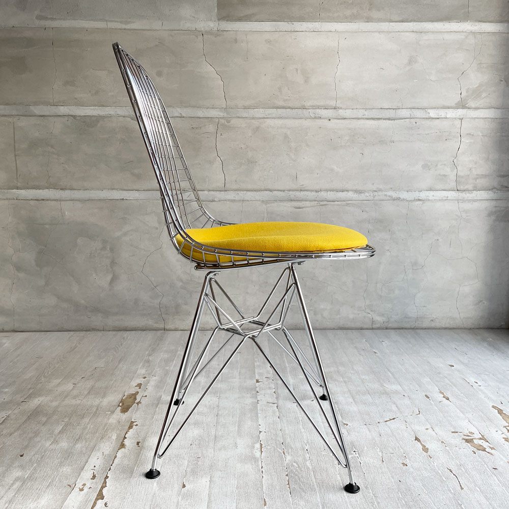 ヴィトラ vitra ワイヤーチェア Eames Wire Chair DKR5 エッフェルベース シートパッド付 イエローカラー C&R イームズ ミッドセンチュリー ♪