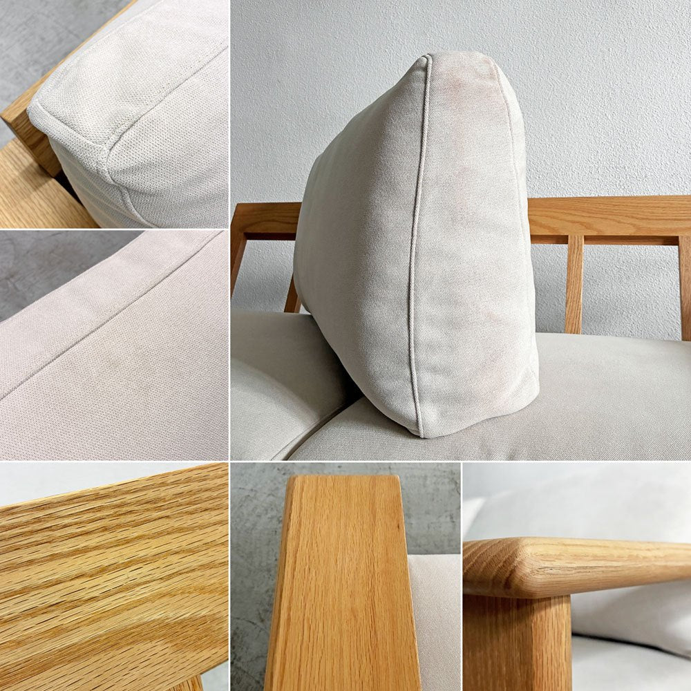 木蔵 BOKURA SP-SOFA01 3人掛けソファ レッドオーク材 W184cm カバーリングファブリック オフホワイト系 定価￥186,890-以上 〓