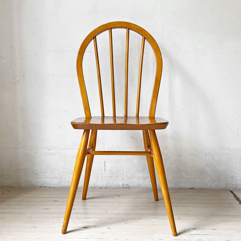 アーコール Ercol フープバックチェア ダイニングチェア スポークバック エルム材 UKビンテージ 英国家具 ★