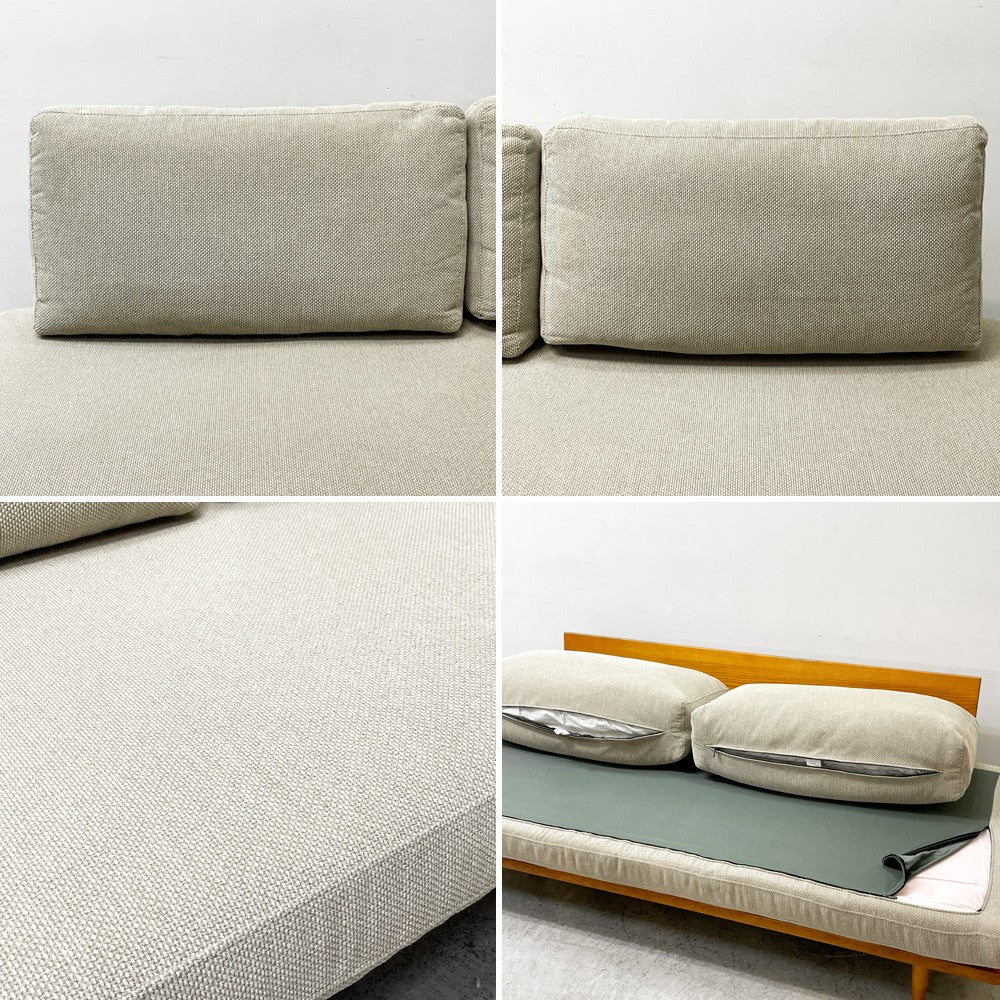 ウニコ unico ジッジ ZIZZI カバーリングソファベッド 3人掛けソファ W199×D99cm アッシュ材 チークカラー ファブリック ベージュ 定価￥159,500- ●