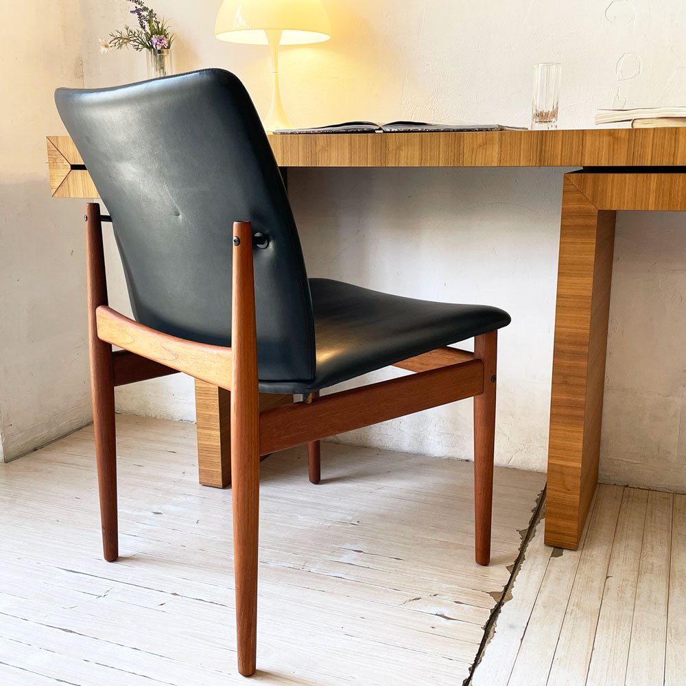 フランス＆サン France&Son 191チェア ダイニングチェア ラウンジチェア チーク材 レザー張り フィンユール Finn Juhl 北欧家具 ビンテージ ★