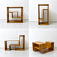 アクタス ACTUS ロダン L字 2点SET オープンシェルフ ディスプレイラック ブックシェルフ パズルラック タモ無垢材 廃番 ●