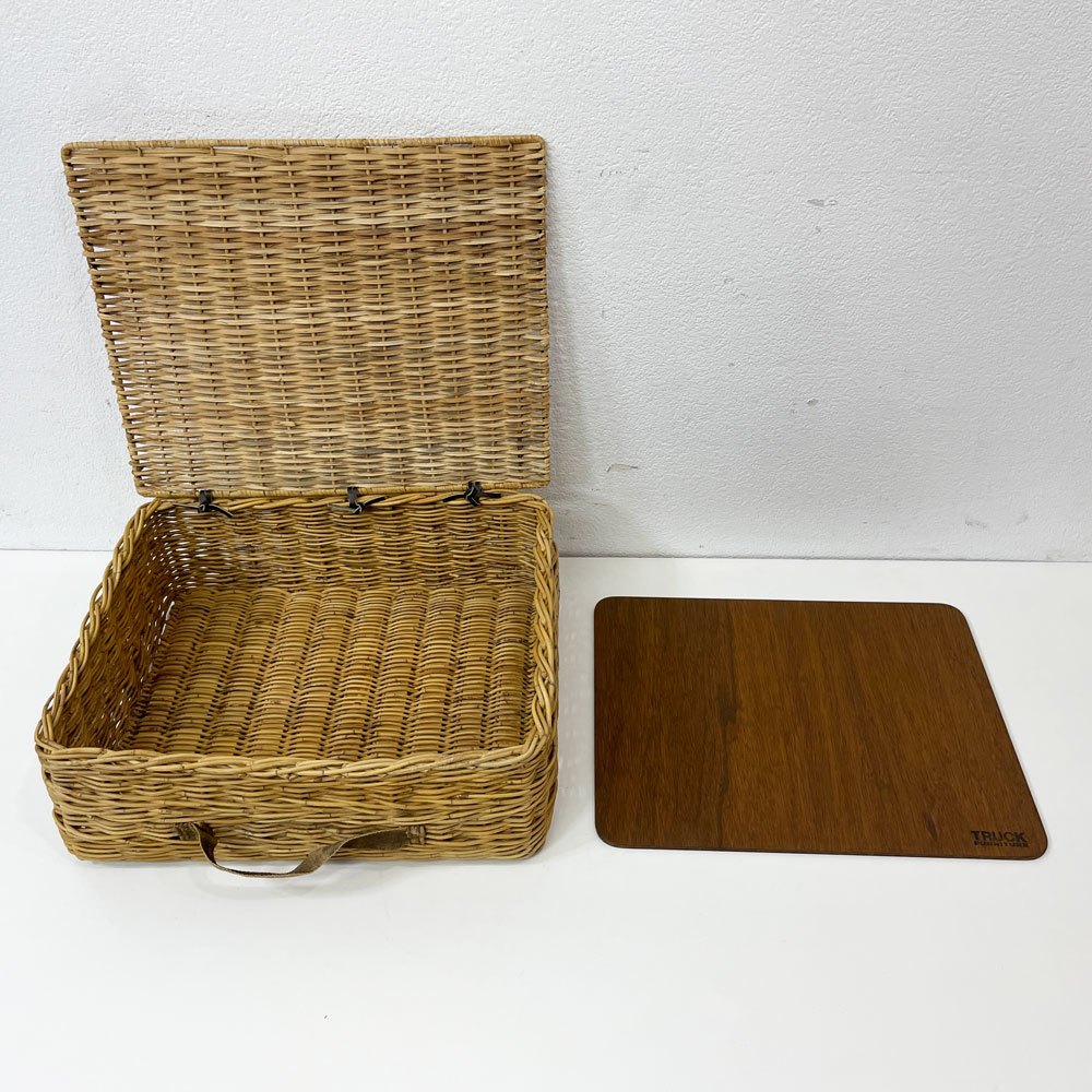 トラックファニチャー TRUCK FURNITURE RT バスケット RT BASKET RTB-4 フタ付き ラタン 布持ち手 底板 定価26,400円 ●