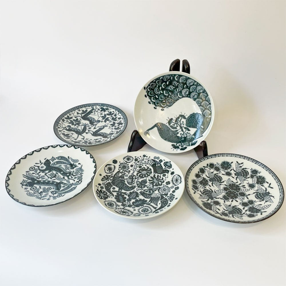 スコープ scope 六寸皿 印判鳥獣五画 5枚組 18cm クラウス・ハーパニエミ 東屋 ★