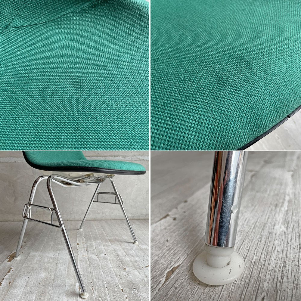 ハーマンミラー Herman Miller モダンファニチャーセールス ビンテージ サイドシェルチェア FRP アプホルスター ファブリック張り替え済み スタッキングベース イームズ ♪