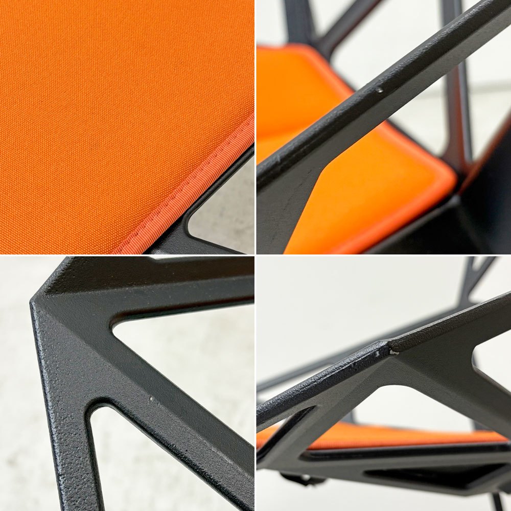 マジス MAGIS チェアワン CHAIR ONE ダイニングチェア コンスタンチン・グルチッチ スタッキング 屋外使用可 ブラック × オレンジ シートクッション付 イタリア ●