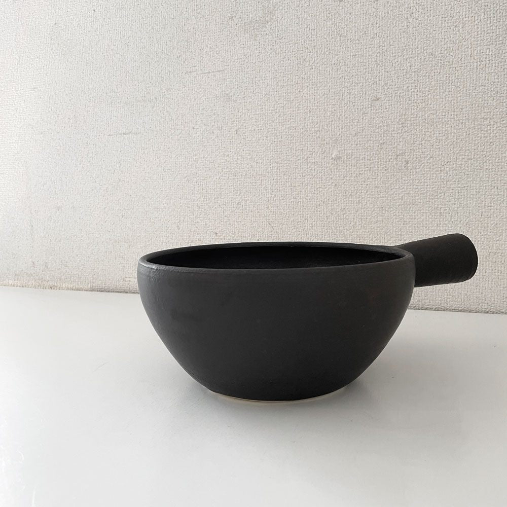 正島克哉 Katsuya Shoujima 片手土鍋 黒 大 全幅26cm 直火可 工房正島 現代作家 D ◎