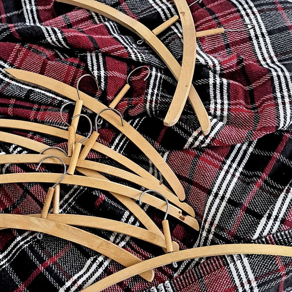 北欧ビンテージ Scandinabian Vintage 木製ハンガー 10本セット 1950〜70年代 木味 レトロ 古道具 B ●
