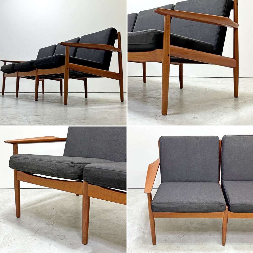 グロストルップ Glostrup Mobelfabrik 3pソファ チーク材 アルネ・ヴォッダー Arne Vodder デンマーク 北欧ビンテージ ●