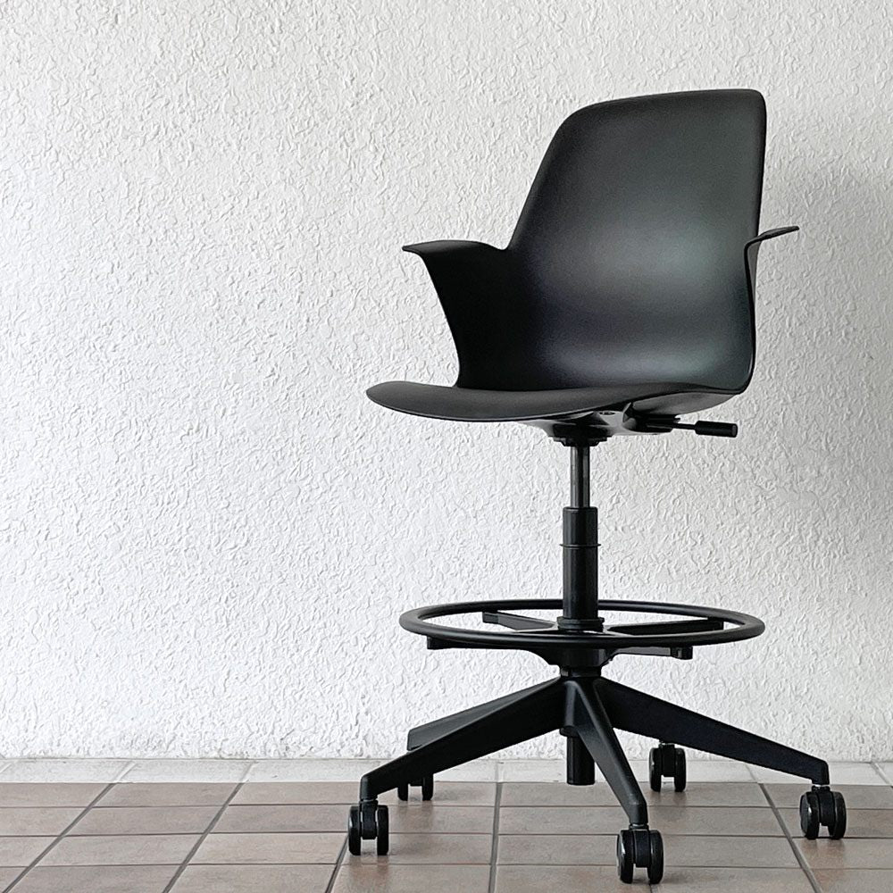 スチールケース Steelcase ノード Node ハイスツール 製図チェア キャスター ブラック ◇