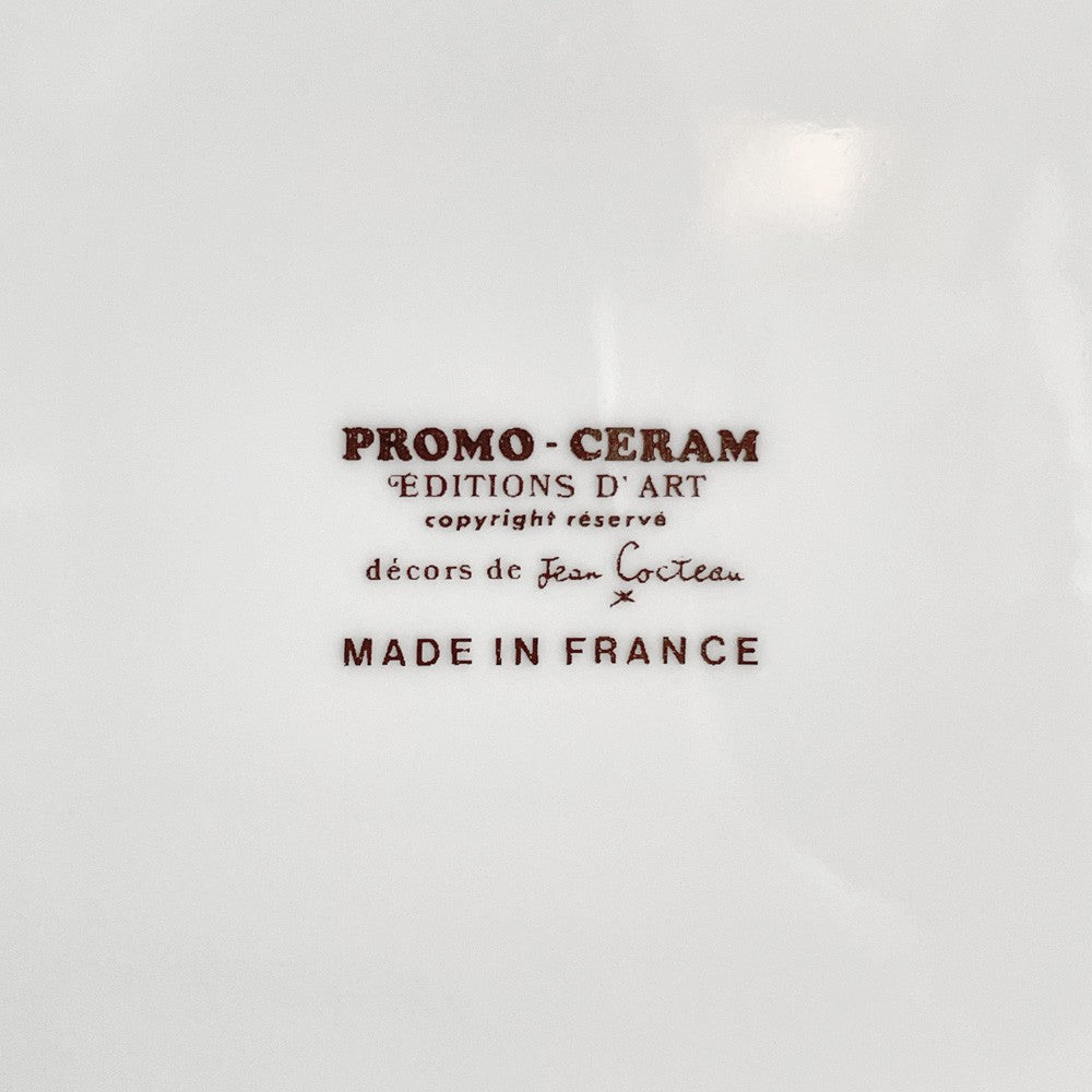 ジャン・コクトー Jean Cocteau promo ceram アートプレート 陶製絵皿 Φ24cm フランス ■