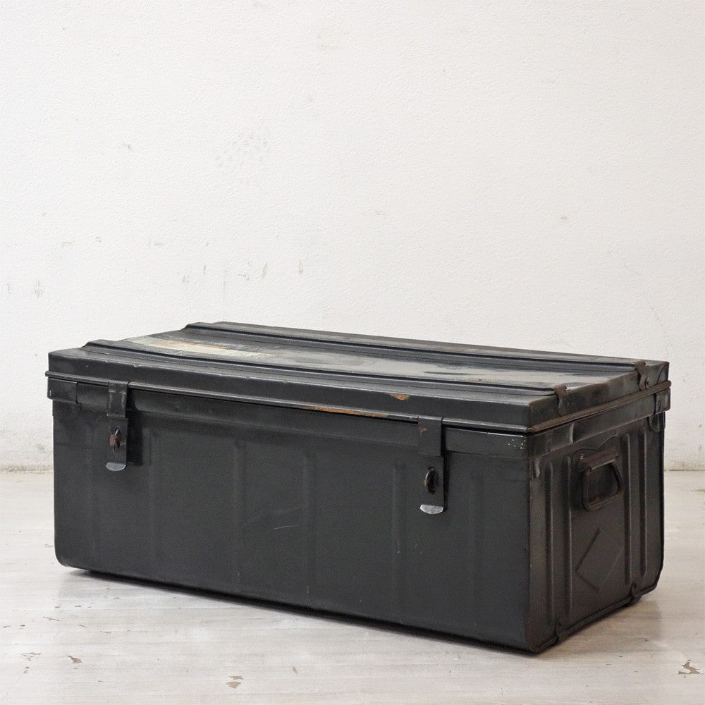 ビンテージ Vintage スチール トランクケース 収納ボックス インダストリアルデザイン 店舗什器 ●