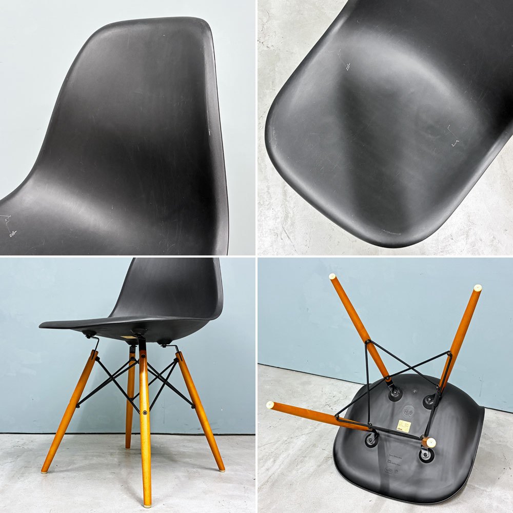 ヴィトラ Vitra サイドシェルチェア ブラック ドゥエルレッグ ポリプロピレン C&R イームズ ミッドセンチュリーモダン ◎