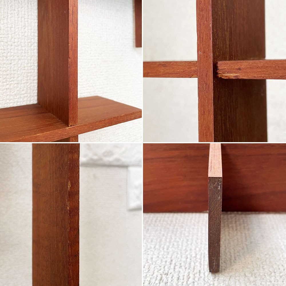 スウェーデンビンテージ Swedish Vintage チーク材 ウォールクロスシェルフ ディスプレイラック 52.5×52.5cm 壁掛け ミッドセンチュリー 北欧家具 B ◎
