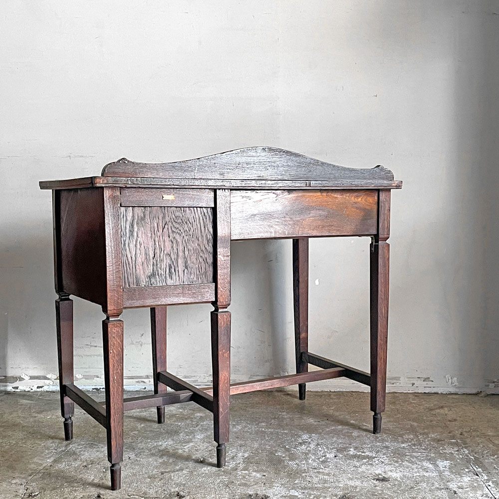 ジャパンビンテージ Japan Vintage 古い木味の片袖机 デスク 抽斗3杯 ブラウン 古家具 レトロ W90.5cm ■