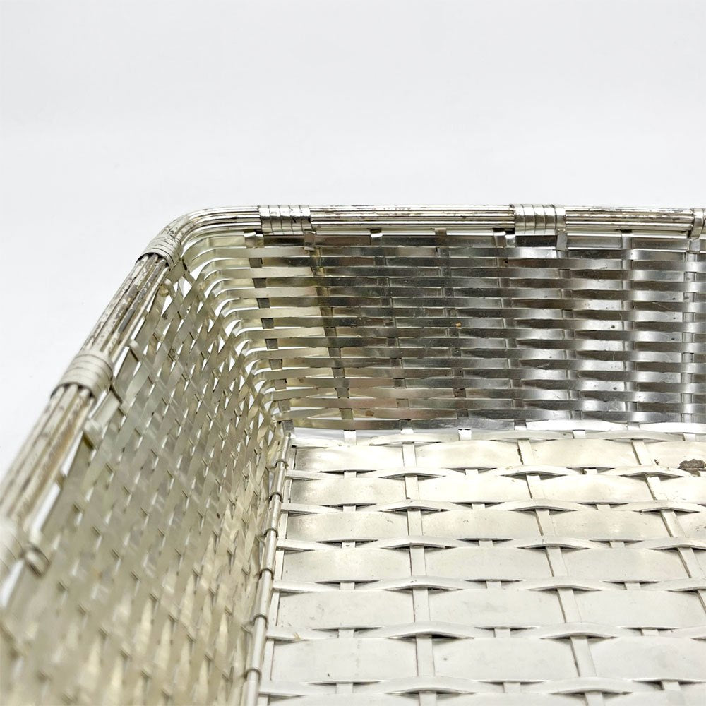 クリストフル CHRISTOFLE コレクション ガリア COLLECTION GALLIA ブレッド バスケット Bread Basket スクエア 編み込み シルバー 銀メッキ W23.5cm フランス B ●