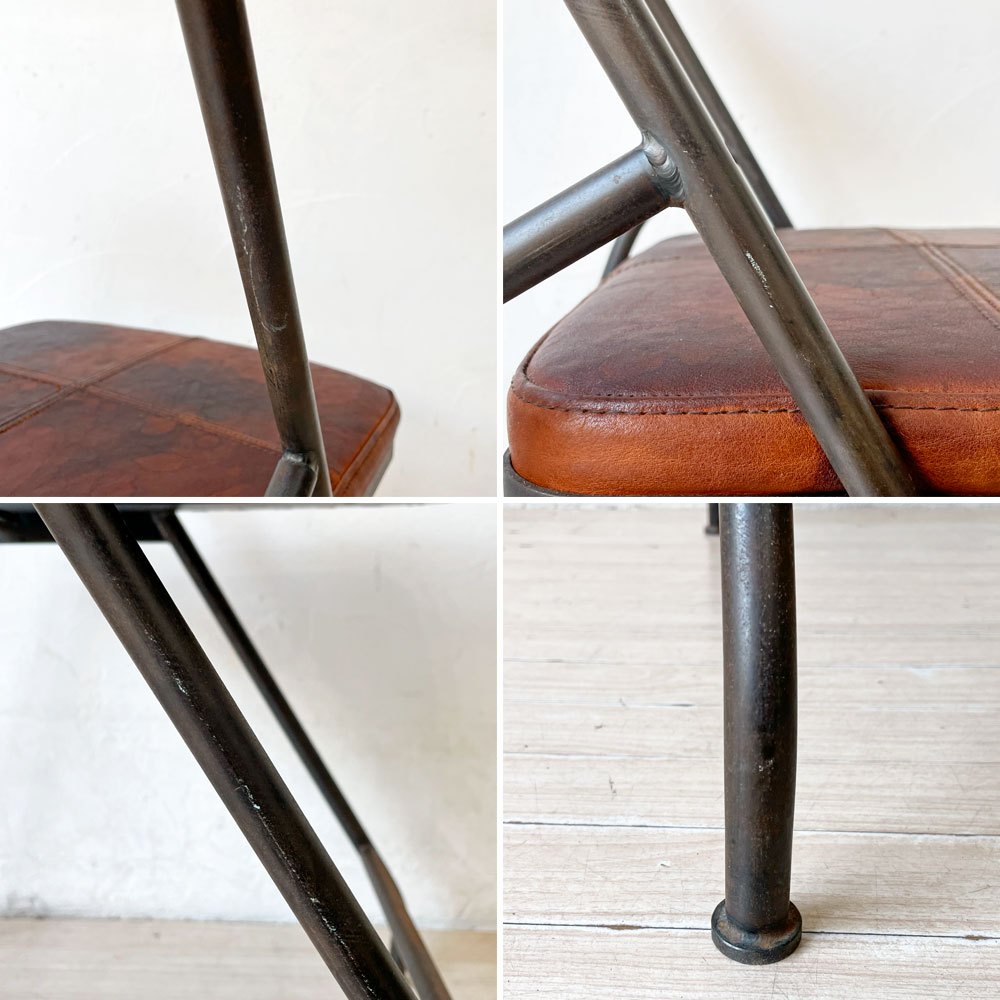 トラックファニチャー TRUCK FURNITURE スットチェア SUTTO CHAIR スチールフレーム オーク無垢材 レザー インダストリアル 廃番  ★