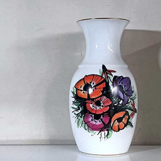 リモージュ LIMOGES ベルナールビュフェ Bernard Buffet アネモネ フラワーベース 花器 フランス ■