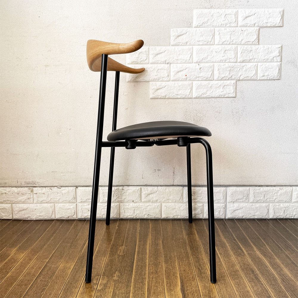 カールハンセン＆サン Carl Hansen & Son CH88P ダイニングチェア オーク材 本革 ブラックレザー スチール脚 ブラックレッグ ハンス・J・ウェグナー 北欧家具 ◎
