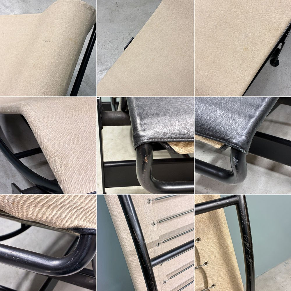 カッシーナ Cassina LC4 シェーズロング 長椅子 キャンバス＋レザークッション 本革 ル・コルビュジエ MoMA 名作椅子 ◎