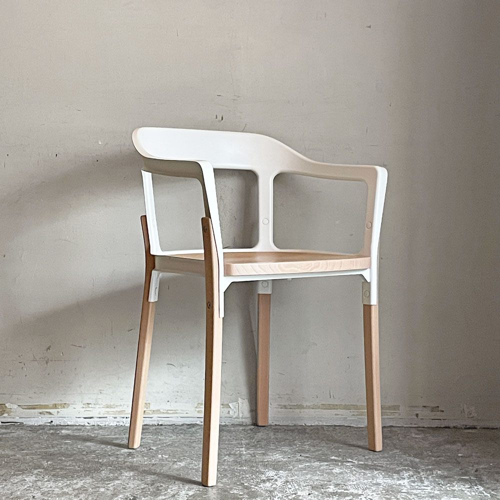 マジス MAGIS スティールウッドチェア Steelwood Chair ホワイト＆ビーチ アームチェア ロナン & エルワン・ブルレック イタリア ■