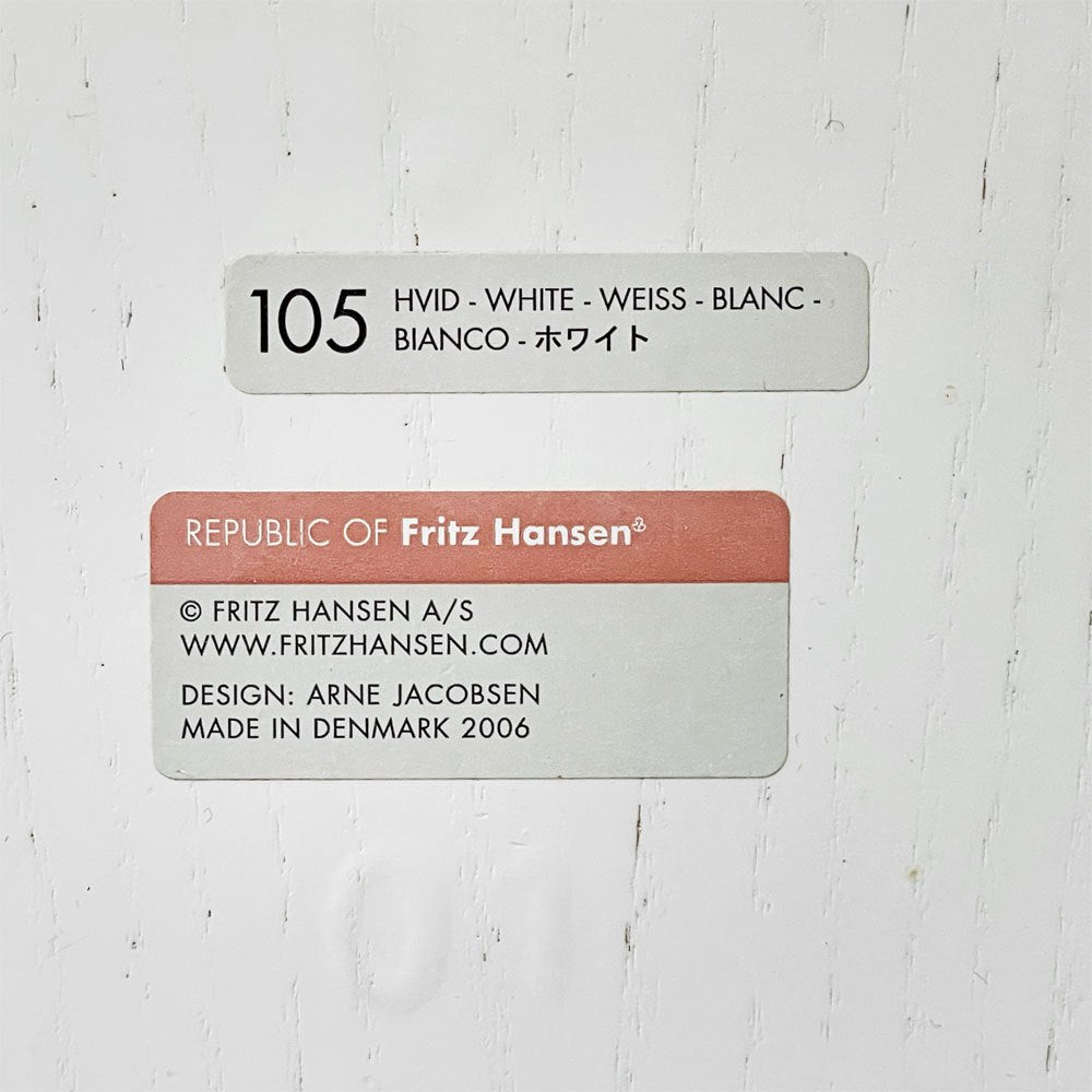 フリッツハンセン Fritz Hansen アントチェア アリンコチェア 4本脚 カラードアッシュ ホワイト アルネ・ヤコブセン デンマーク 北欧家具 ●