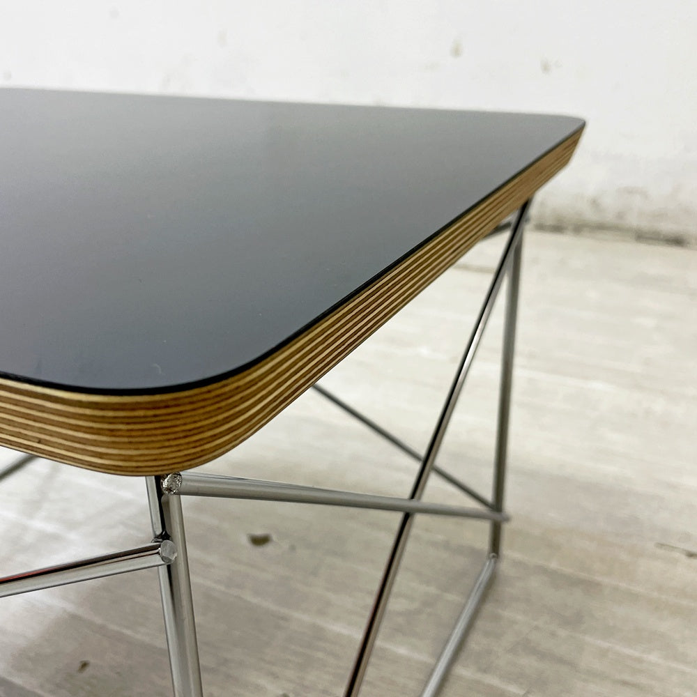 ハーマンミラー Herman Miller LTRT ワイヤーベース ローテーブル メラミントップ C&R イームズ ブラック ミッドセンチュリー 証明書・箱付き 美品 ●