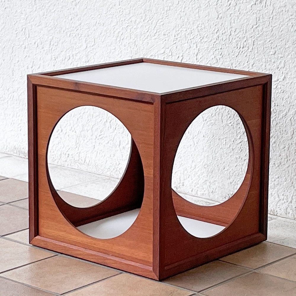 二葉家具 ビンテージ ハコテーブル チーク材 W40cm 原好輝 オープンシェルフ 自在家具 ミッドセンチュリーモダン 希少 A ◇