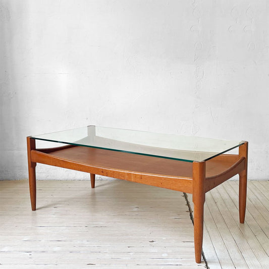 ハイク HIKE オリジナルファニチャー Original furniture ガラスソファテーブル Glass sofa tableチーク材 W100cm 北欧デザイン ★