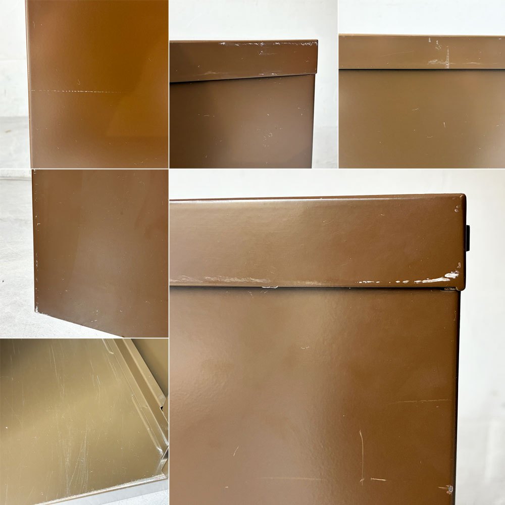 ビスレー BISLEY ベーシック BASICシリーズ BA3/29 キャビネット 1ドア 鍵付き H59cm オフィス家具 ブラウン ベース無し 棚板欠品 英国 インダストリアル ★