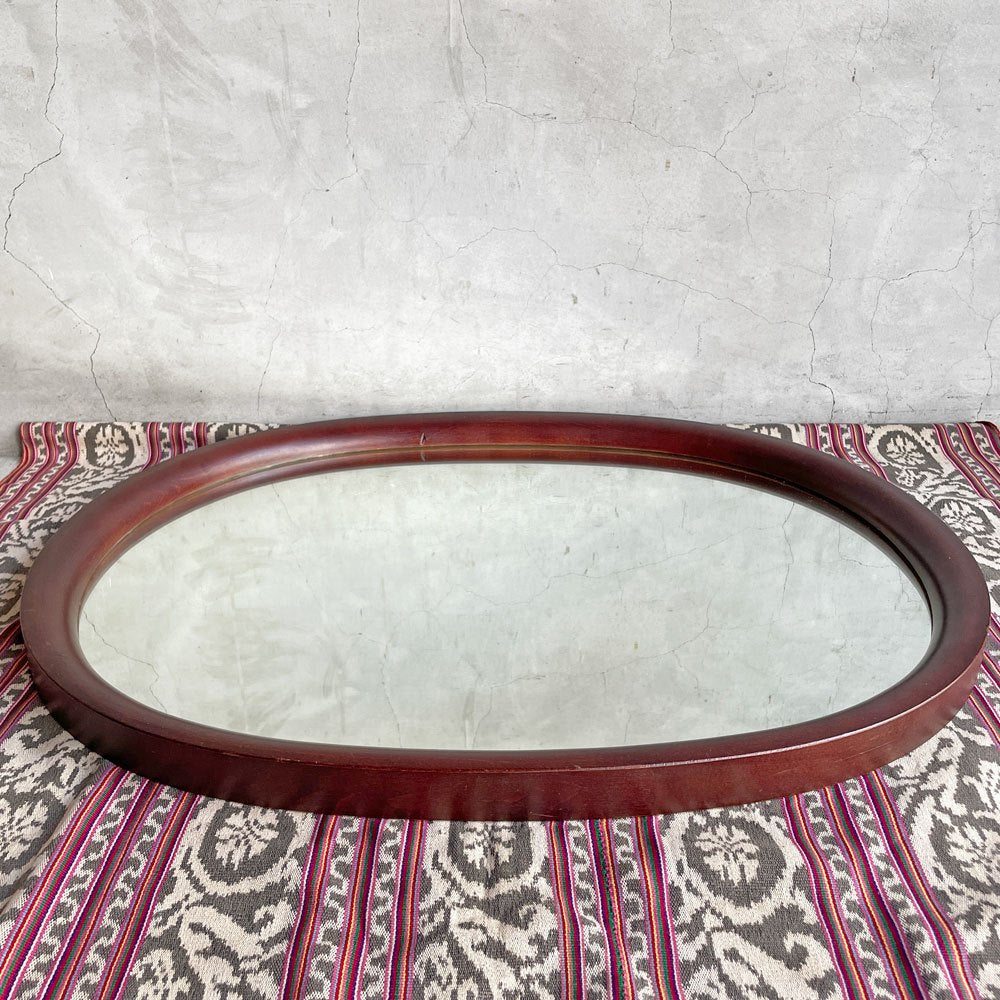 秋田木工 Akimoku 曲木鏡 オーバル ウォールミラー 壁掛け鏡 小判型 特大 ブナ材 柳宗理 古代色 ビンテージ ♪