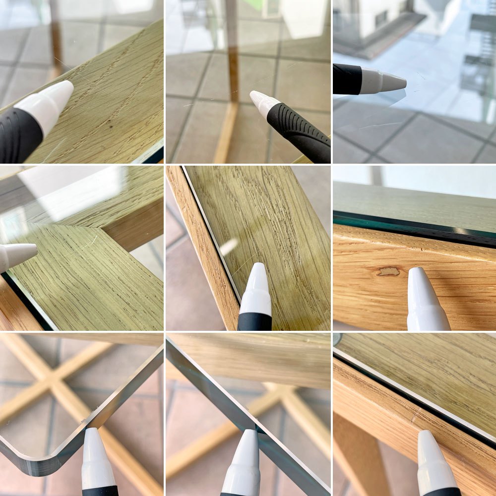 ノルスタジオ Knoll Studio マーク・クルージン コレクション サイドテーブル ロー Marc Krusin Collection Side Table Low ガラス オーク無垢材 W45cm スクエア 廃番モデル ◇