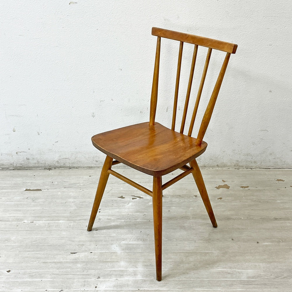アーコール Ercol スティックバックチェア ダイニングチェア エルム材 UKビンテージ Vintage オイルフィニッシュ 英国家具 ●