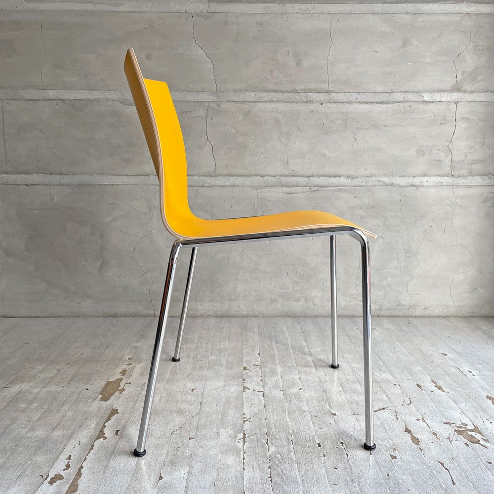 エンゲルブレヒト Engelbrechts チャリックチェア CHAIRIK Chair 101 スタッキング 4本脚 イエロー プライウッド 未使用品 定価63,800円 ♪