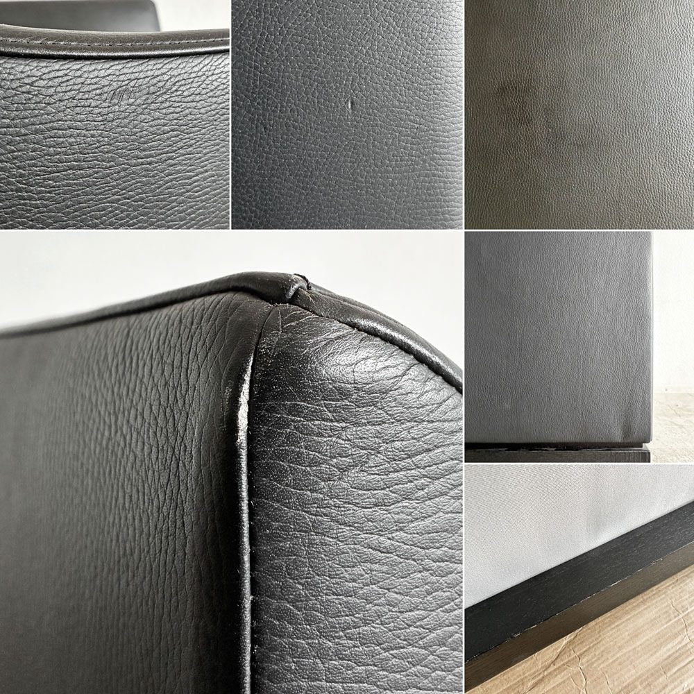 タイム＆スタイル TIME & STYLE エドワード Edward seamless sofa シームレスソファ 1人掛け ラウンジチェア 本革 ブラックレザー タモ材 廃番 A 〓