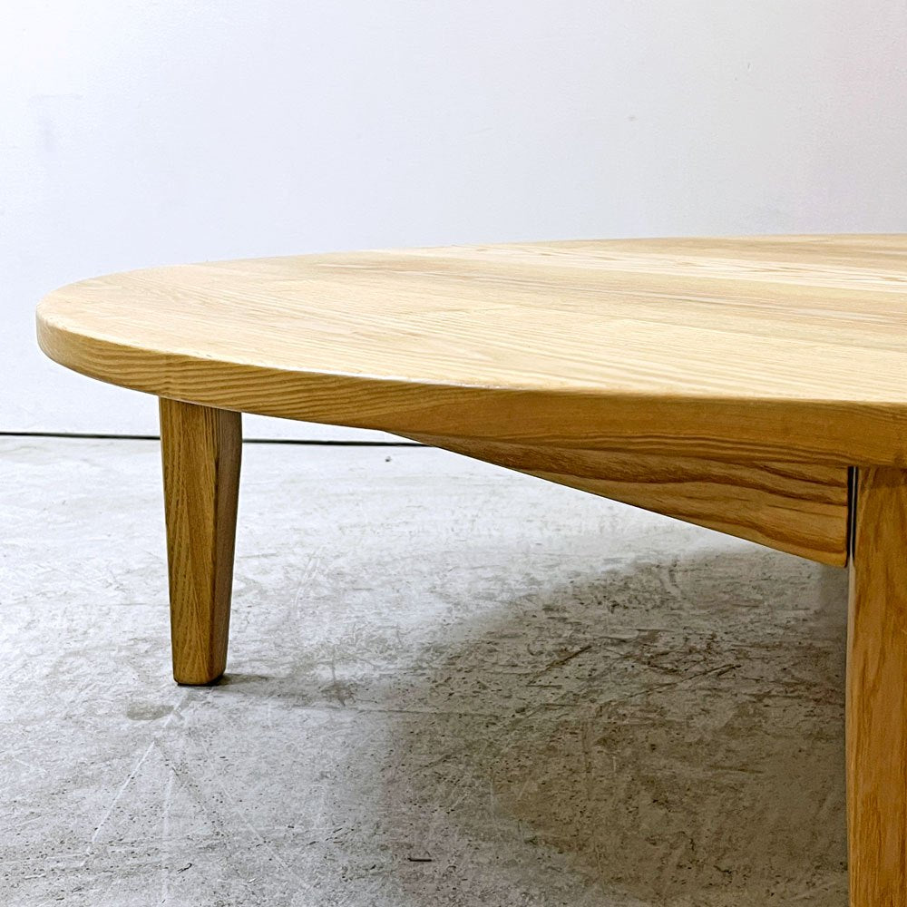 ナチュラルデザイン Natural design オーク無垢集成材 折りたたみテーブル ローテーブル ラウンド W119cm シンプルモダン ●
