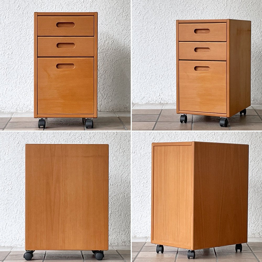 フォルミオ Formio ビーチ材 KF-01 デスク ＆ KF-02 デスクチェア ＆ KF-09 デスクワゴン 3点セット リバーシブル天板 阿久津雄一 デンマーク グッドデザイン賞 ◇