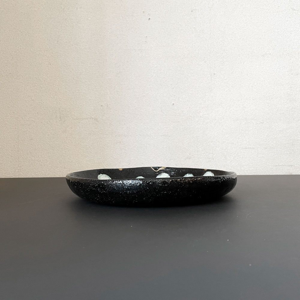 ヴィンセント・ヴェルデ Vincent Verde ディナープレート 25cm 深皿 ブラック 金継ぎ補修有 フランス 現代作家 Bazar et Garde-Manger 取扱 ◎