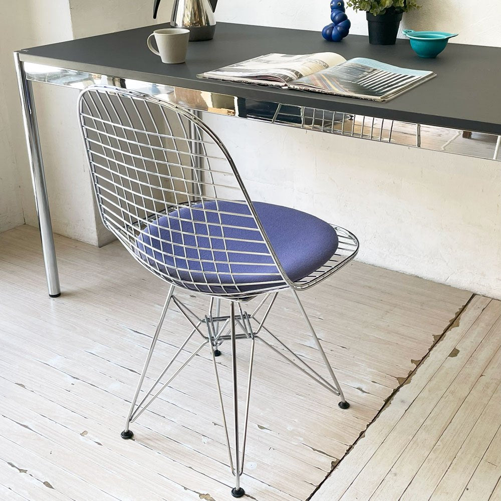 ヴィトラ vitra ワイヤーチェア Eames Wire Chair DKR5 エッフェルベース シートパッド付 ファブリック ブルー系 C&R イームズ ミッドセンチュリー ★