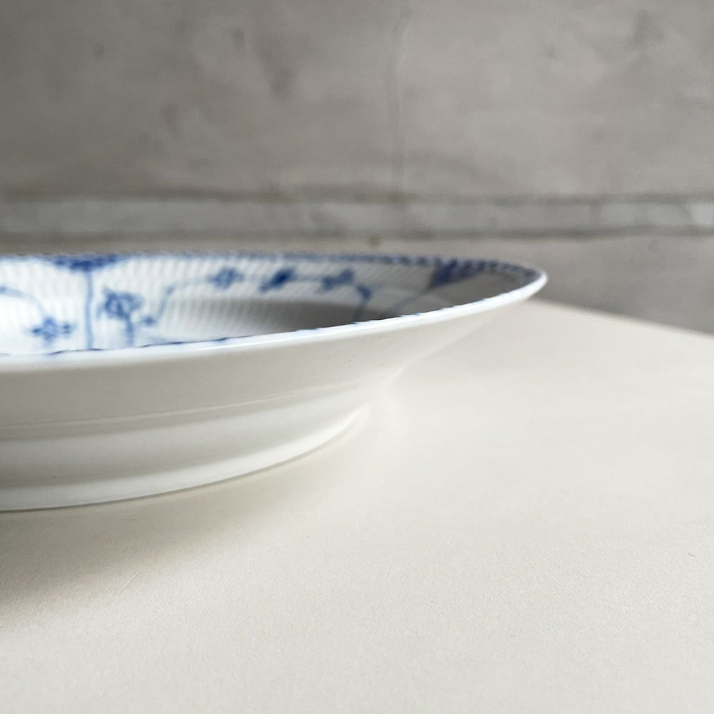 ロイヤルコペンハーゲン ROYAL COPENHAGEN ブルーフルーテッド ハーフレース ディーププレート 25.5cm 深皿 丸皿 陶器 北欧食器 廃番 美品 A ♪