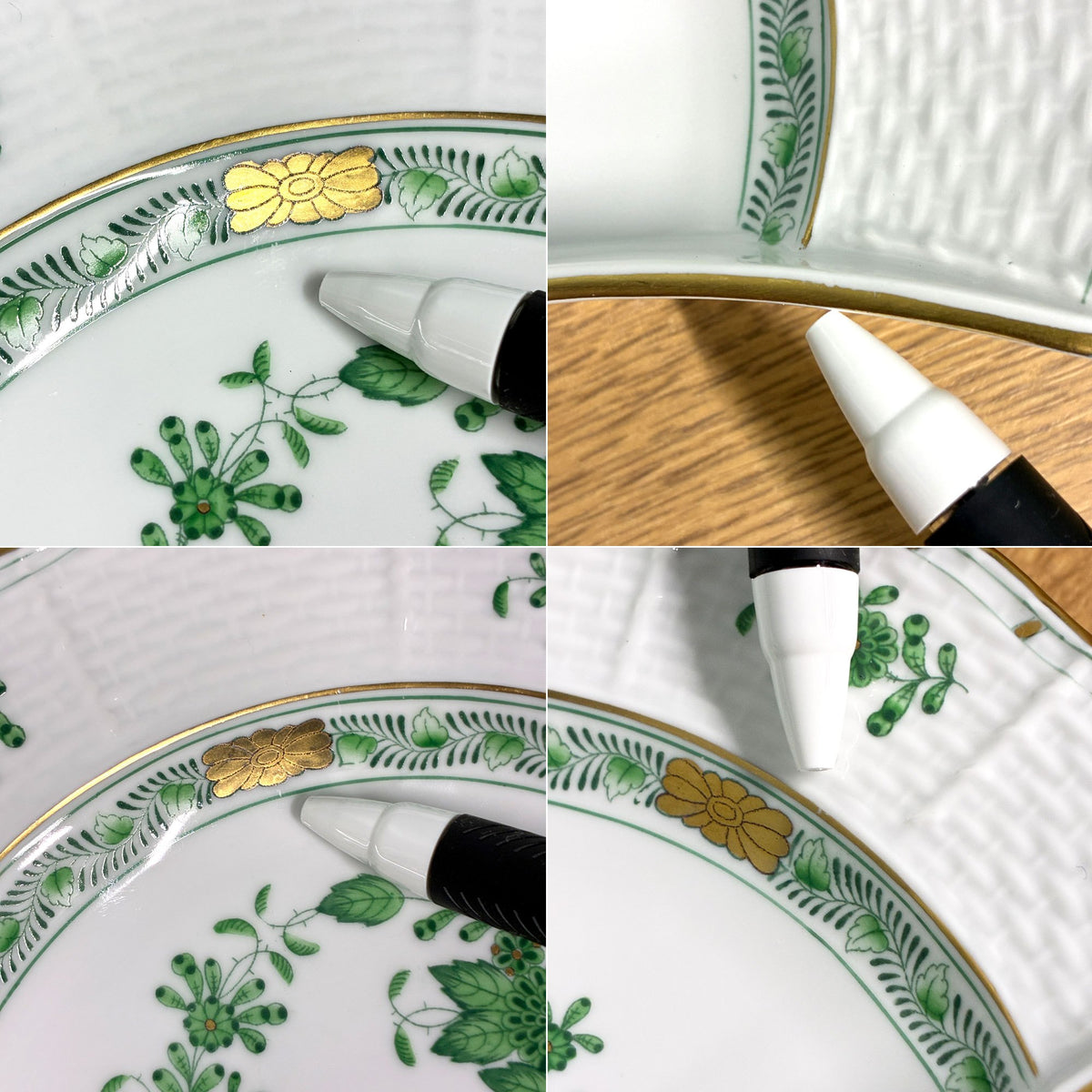 ヘレンド HEREND インドの華 三日月型プレート クレセントディッシュ ハンドペイント 白磁 6枚セット ハンガリー ◎