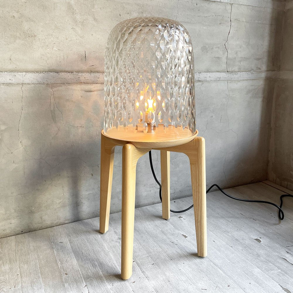 サンルイ SAINT-LOUIS フォリア FOLIA 脚付きテーブルランプ フロアランプ クリスタルガラス アッシュ材 ノエ・デュショフール＝ロランス 定価￥886,600- ♪
