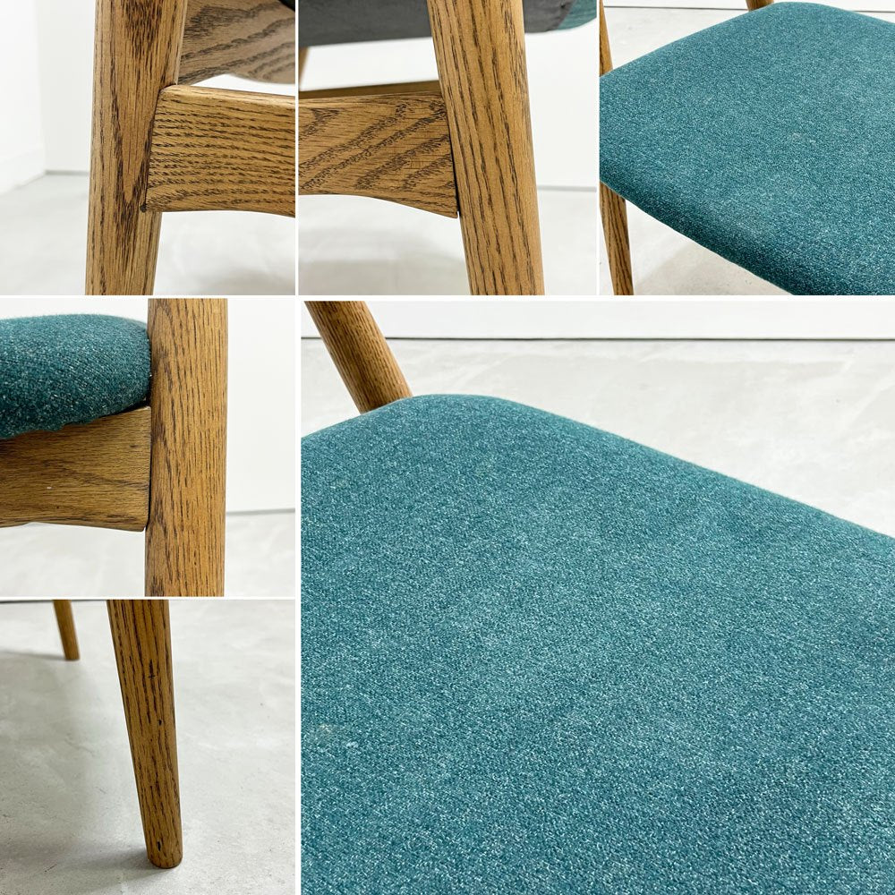 モモナチュラル MOMO Natural クルーチェア CREW CHAIR アームチェア ダイニングチェア オーク材 グリーンファブリック ●