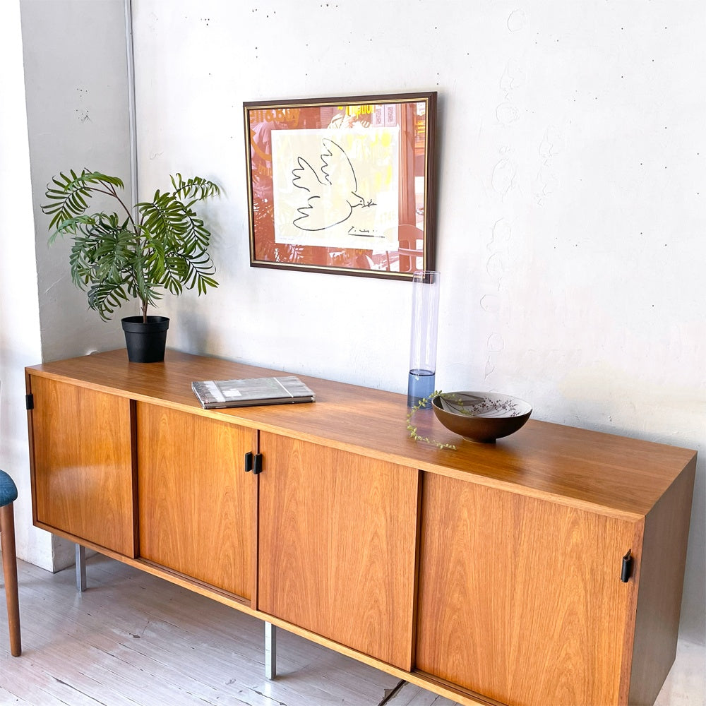 ノル Knoll ビンテージ クレデンザ Credenza サイドボード ウォールナット レザーハンドル フローレンス・ノール Florence Knoll ミッドセンチュリー ★